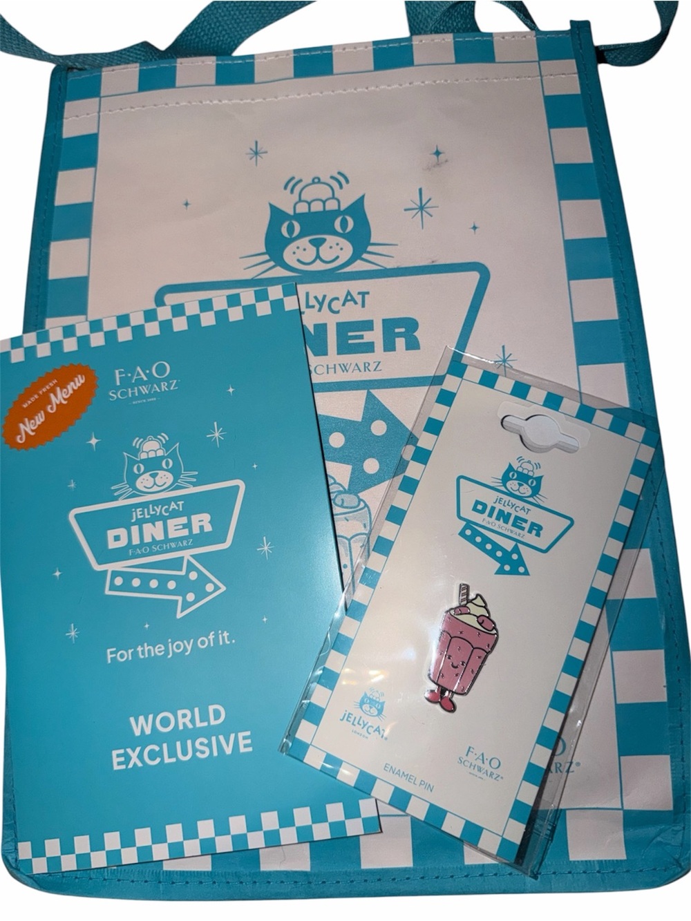 Jellycat Diner FAO Schwarz World Exclusive Enamel Pin & Bag